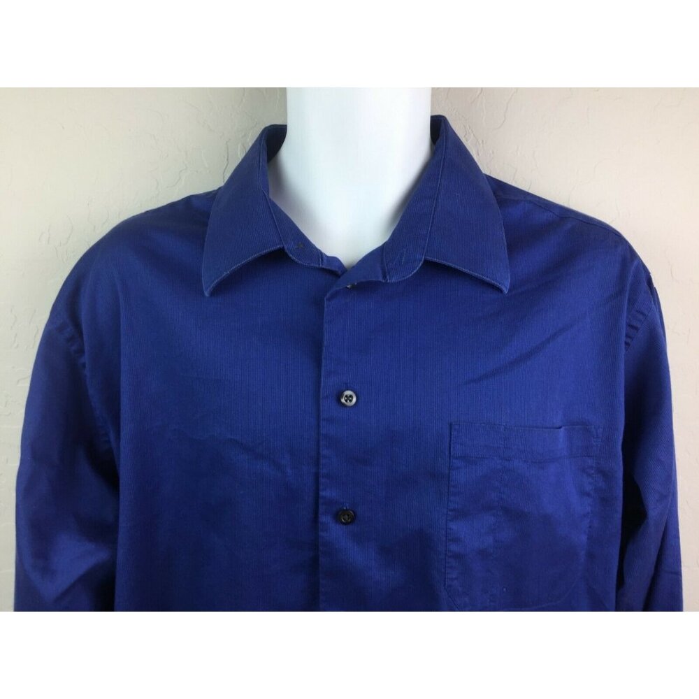 Kenneth Cole Reaction Mens Slim Fit Blue Button Shirt Size 2XL 18 34/35